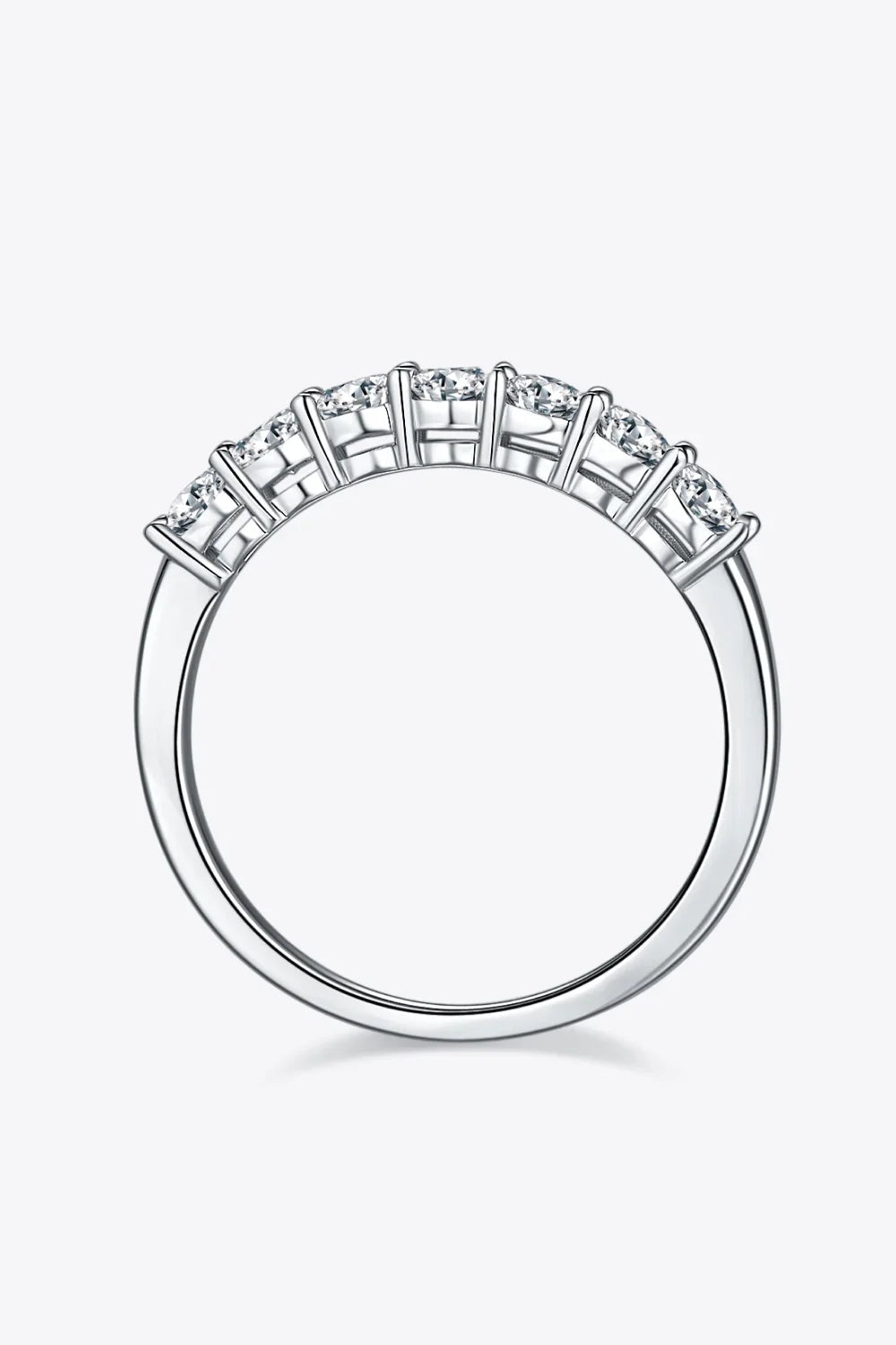 Moissanite Platinum-Plated Ring Giulia - Seven-Stone Shine Women's Ring Velanci
