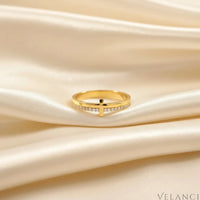 Sterling Silver Cross Ring Alessia - 18K Gold-Plated Velanci