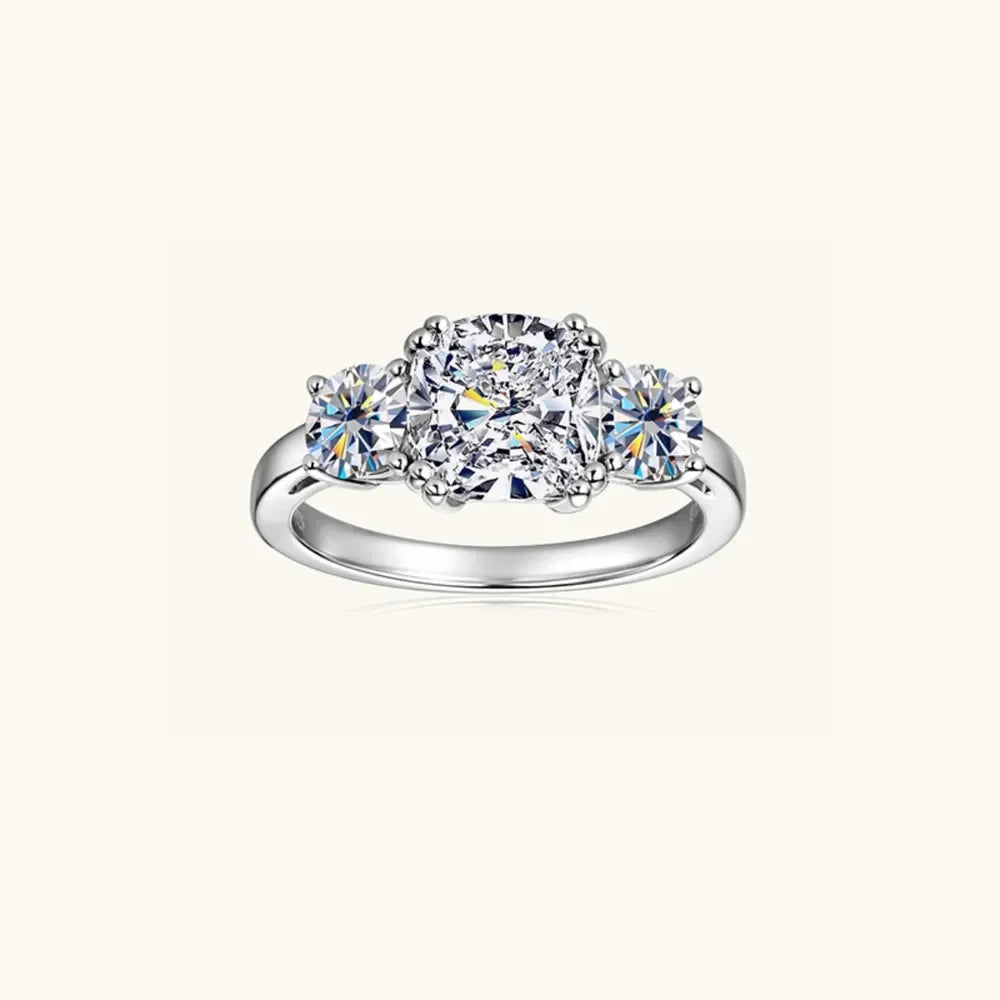 Moissanite Ring Giulia - 3.5 Ct Center Stone Sterling Silver Women's Ring Velanci