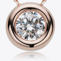 1 Carat Moissanite Pendant Necklace - Bezel Sterling Silver Velanci