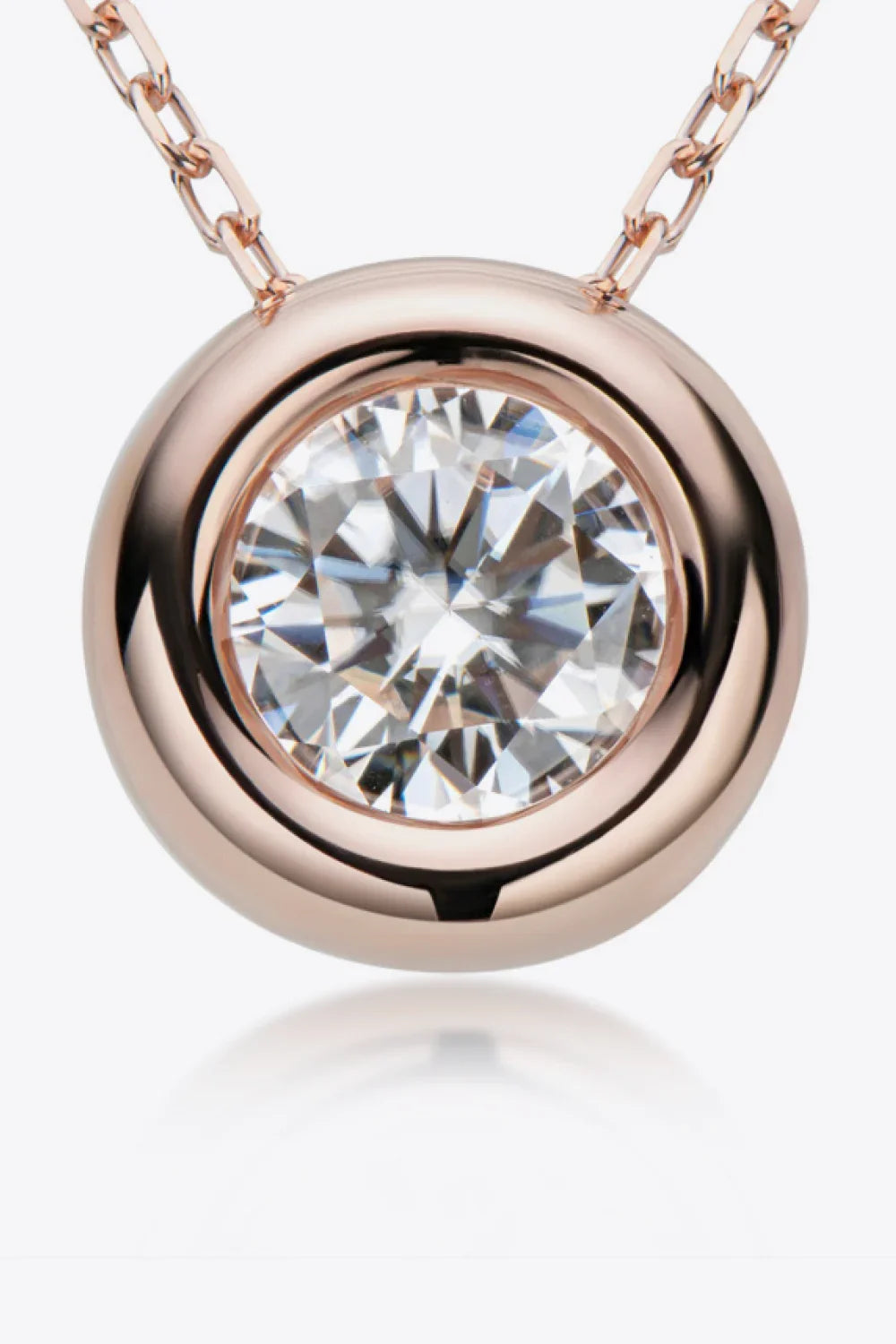 1 Carat Moissanite Pendant Necklace - Bezel Sterling Silver Velanci