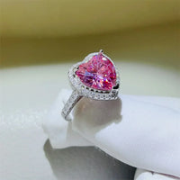 Ring Alessia - 5ct Moissanite Heart Halo Silver Plated Women's Ring Velanci