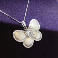 Moissanite Butterfly Pendant Necklace - 1 Carat Moissanite Velanci