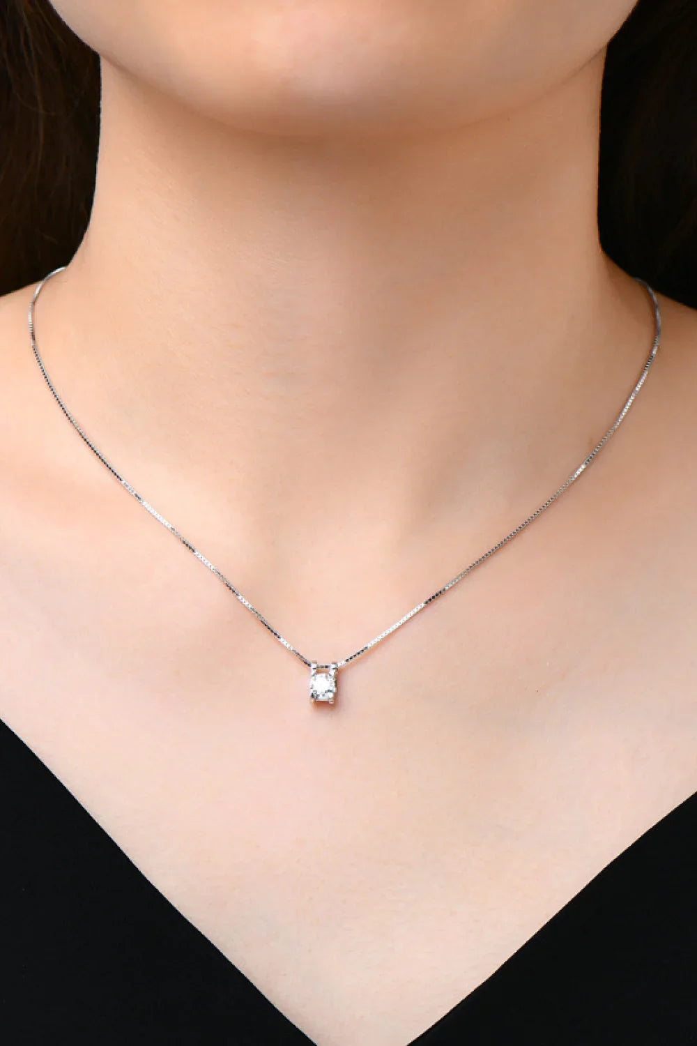 Moissanite Sterling Silver Necklace - Coastal Sparkle Velanci