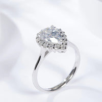 1.5 Carat Moissanite Teardrop Ring Giulia - Halo Sparkle Women's Ring Velanci