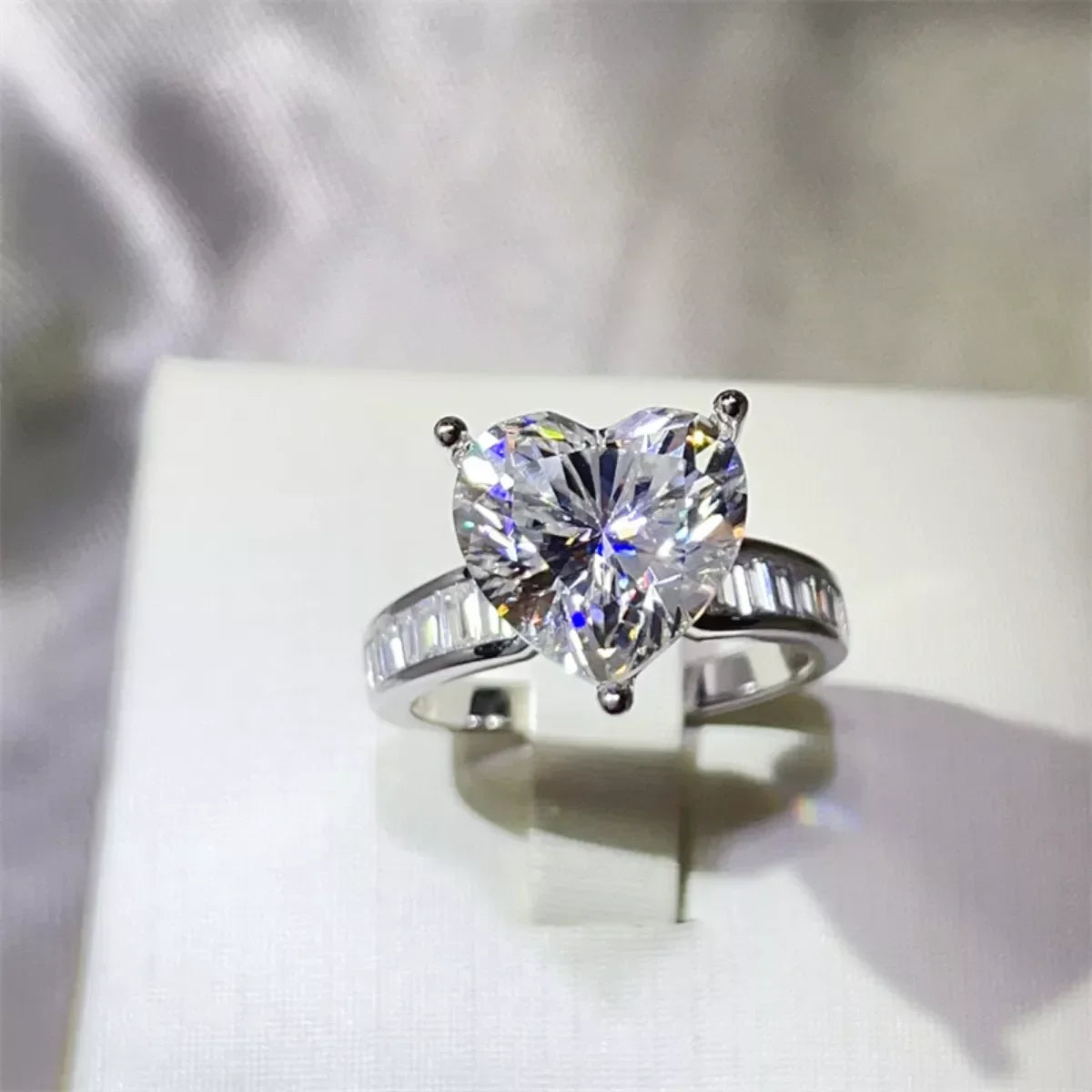 5 Carat Moissanite Heart Ring Isabella - Platinum-Plated Women's Ring Velanci