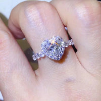 Platinum-Plated Moissanite Heart Ring Giulia - 1Ct Halo Women's Ring Velanci