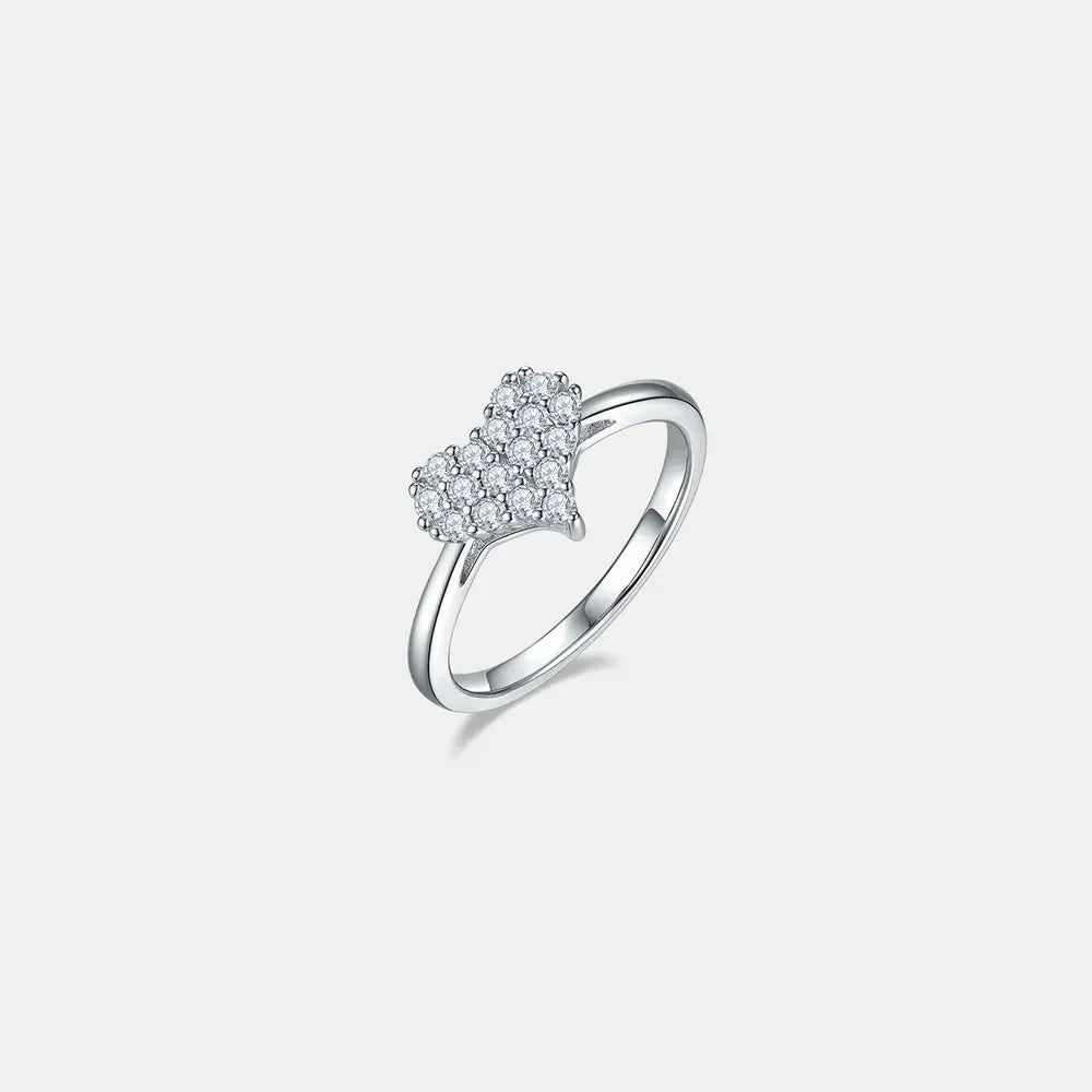 Moissanite Sterling Silver Heart Ring Sofia - 0.33ct Women's Ring Velanci