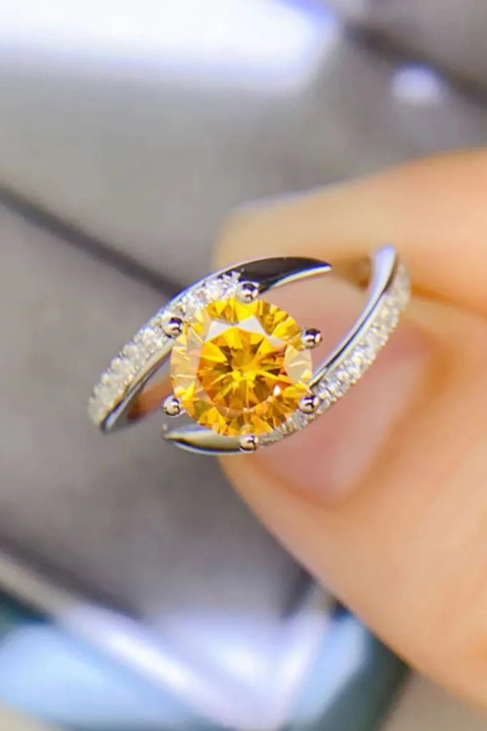 Moissanite Ring Alessia - 1 Carat, Sterling Silver Women's Ring Velanci
