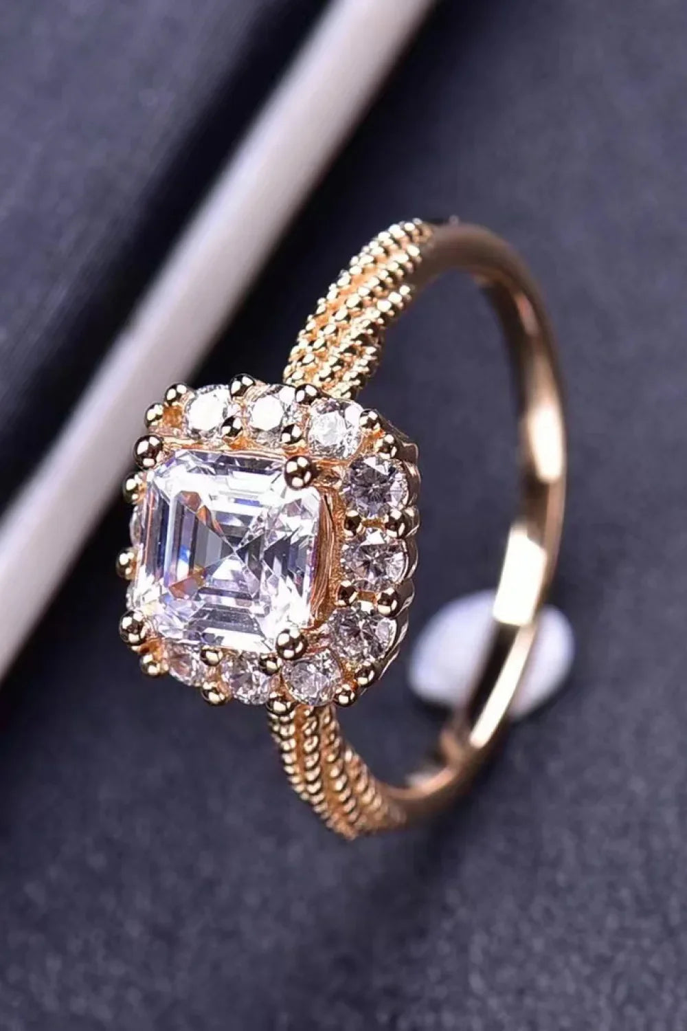 Moissanite Ring Ariella - Rose-Gold Plated, 1 Carat Halo Women's Ring Velanci