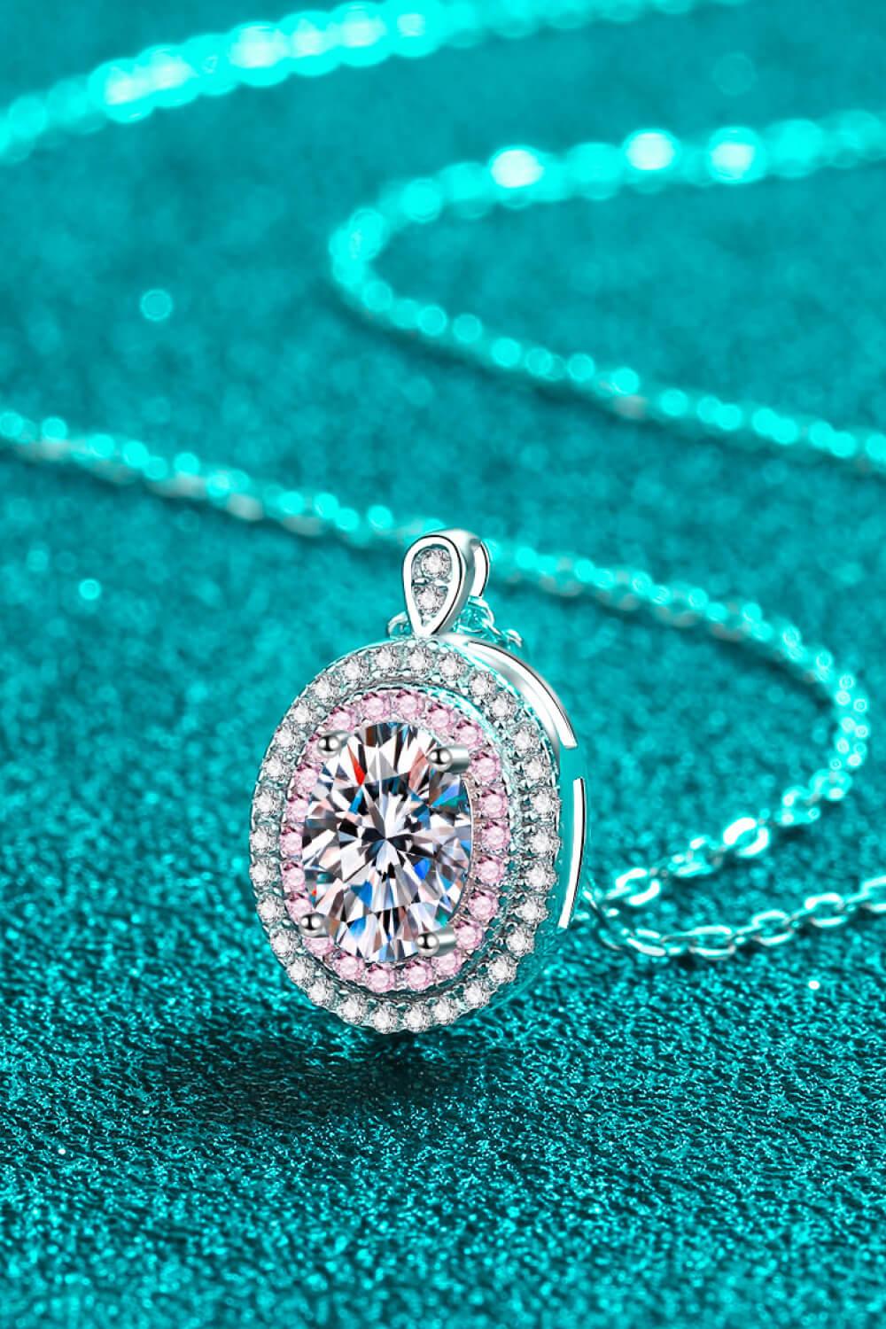 Moissanite Pendant Necklace - Sterling Silver 1ct Sparkle Velanci