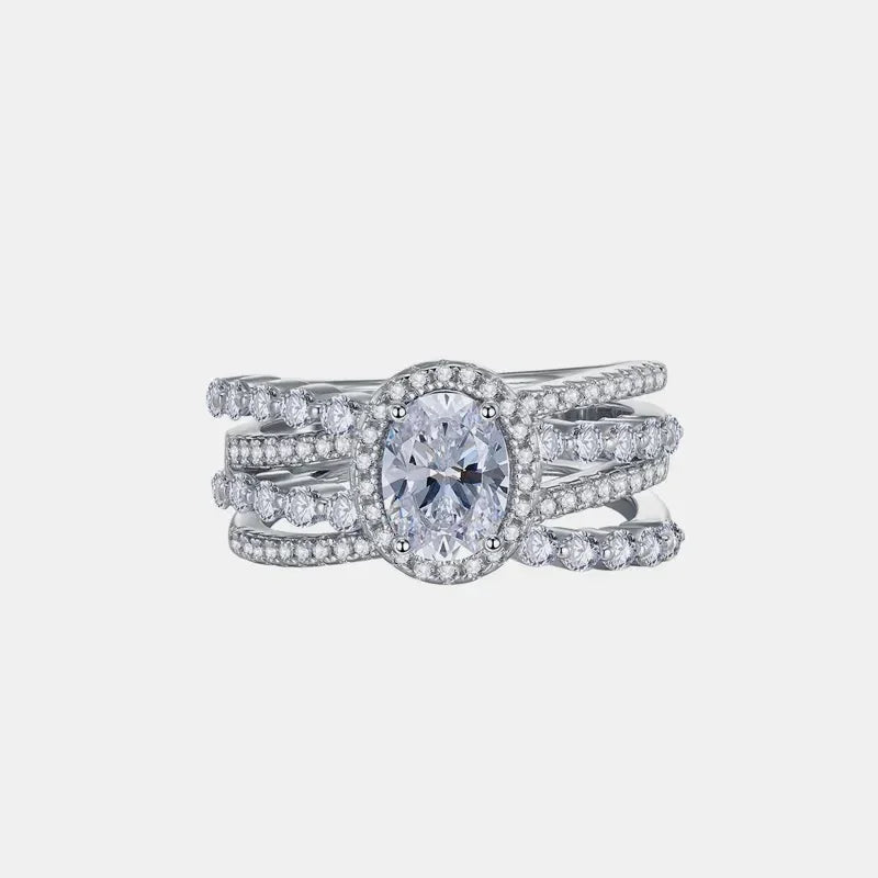 Ring Giulia - 3 Carat Moissanite Sterling Silver Layered Women's Ring Velanci