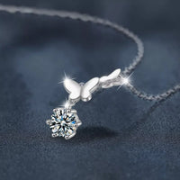 Moissanite Butterfly Pendant Necklace - 1 Carat Sparkle Velanci