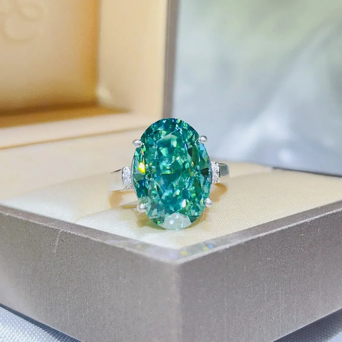 5 Carat Moissanite Platinum-Plated Ring Isabella - Glimmer Women's Ring Velanci
