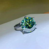 Ring Elena - 10ct Moissanite Platinum-Plated Sterling Silver Women's Ring Velanci