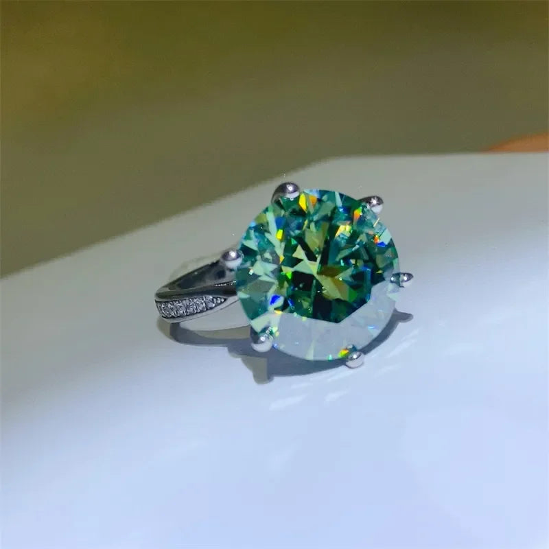Ring Elena - 10ct Moissanite Platinum-Plated Sterling Silver Women's Ring Velanci