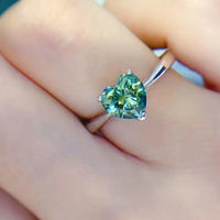 Ring Giulia - One Carat Moissanite Heart Sterling Silver Women's Ring Velanci