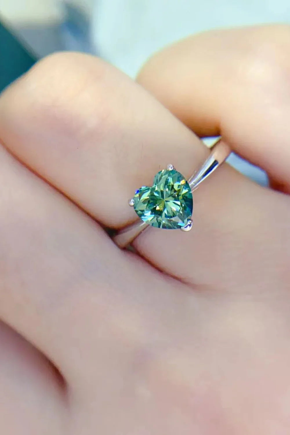 Ring Giulia - One Carat Moissanite Heart Sterling Silver Women's Ring Velanci