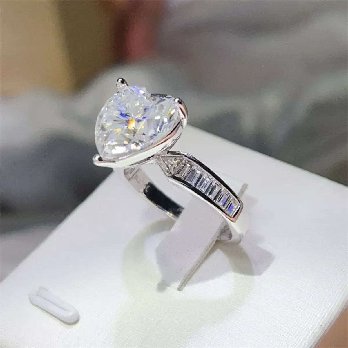 5 Carat Moissanite Heart Ring Isabella - Platinum-Plated Women's Ring Velanci