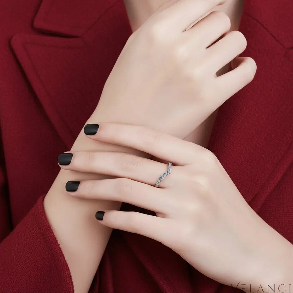 Moissanite Ring Francesca - Rhodium-Plated Finish Velanci