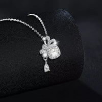1.5 Carat Moissanite Bowknot Necklace Sterling Silver Velanci
