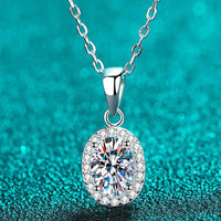 1 Carat Moissanite Pendant Necklace - Rhodium-Plated Silver Velanci