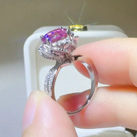 Ring Alessia - 2 Carat Moissanite Floral Halo Silver Women's Ring Velanci