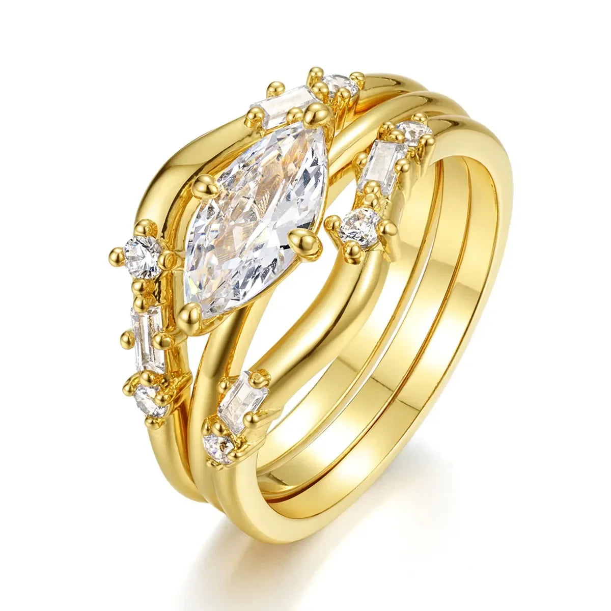 Moissanite Ring Set Alessia - 1 Carat Marquise Shine Women's Ring Velanci