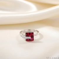 Platinum-Plated Square Ring Bianca - Bold Red Zircon Velanci