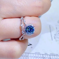 Moissanite Ring Bianca - 1 Carat Silver Halo Shine Women's Ring Velanci