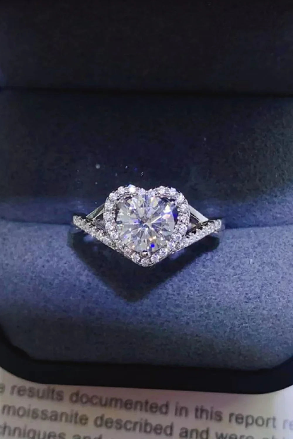 Moissanite Heart Ring Isabella - 1Ct Sterling Silver Halo Women's Ring Velanci