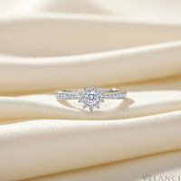 Minimalist Moissanite Snowflake Ring Luna - Rhodium Plated Velanci