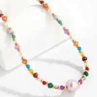 Coastal Bead Necklace - Multicolor Beads, Pearls, Crystals Velanci