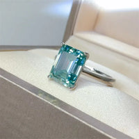 Ring Giulia - 2 Carat Sterling Silver Rectangle Moissanite Women's Ring Velanci