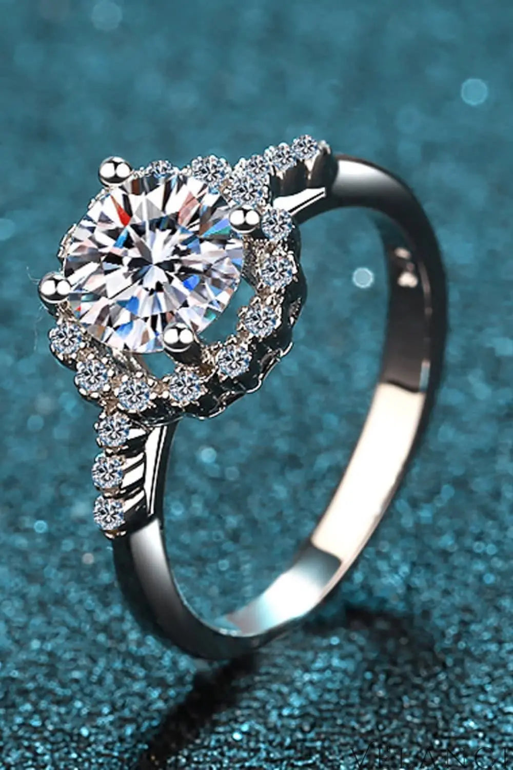 1 Carat Moissanite Halo Ring Valentina - Coastal Sparkle Women's Ring Velanci
