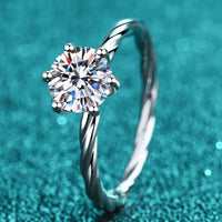 Ring Alessandra - 1 Carat Moissanite Sterling Silver Twist Women's Ring Velanci