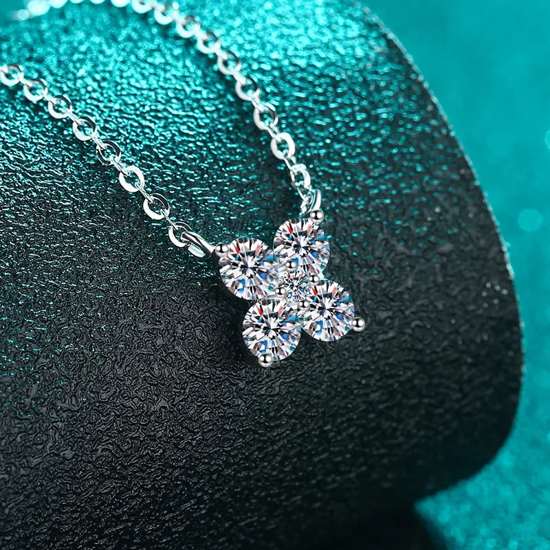 Moissanite Pendant Necklace - Sterling Silver Sparkle Velanci