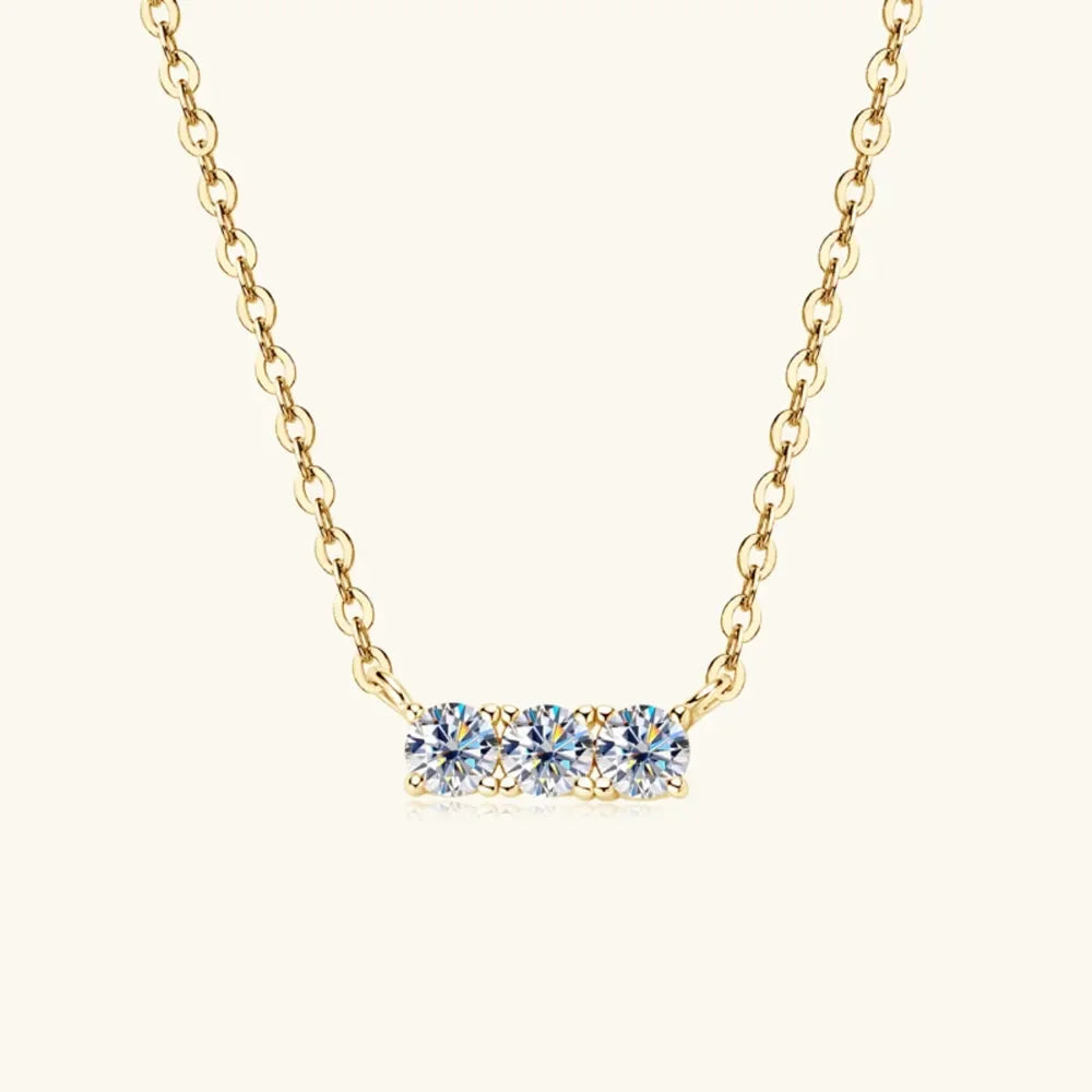 Moissanite Necklace - 18K Plated Sterling Silver Sparkle Velanci