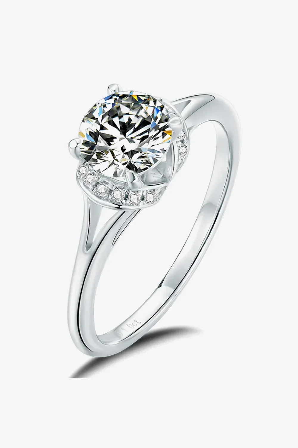 Ring Giulia - 1 Carat Moissanite, Split Shank, Silver Women's Ring Velanci