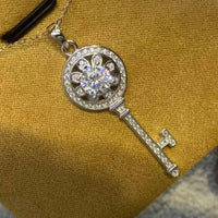 Key Pendant Necklace - 1 Carat Moissanite Platinum-Plated Velanci