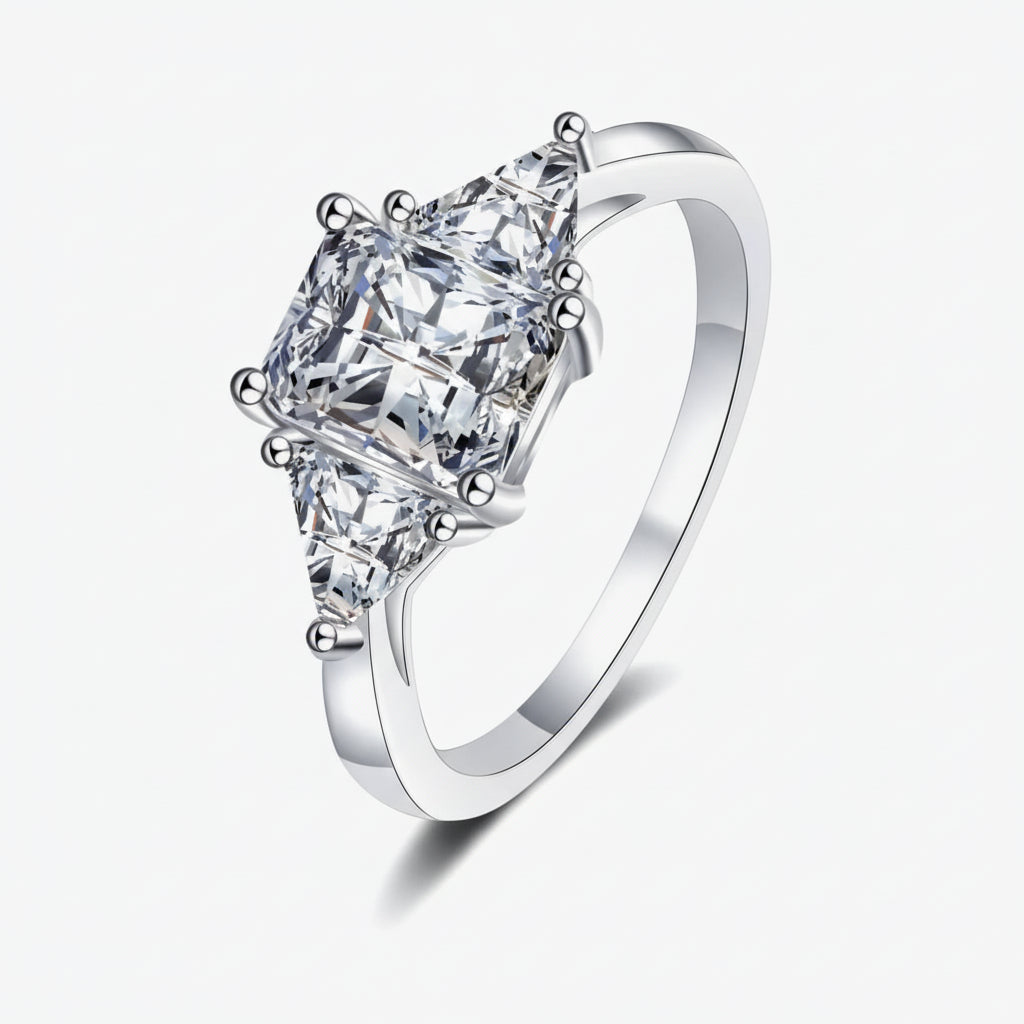 3 Carat Moissanite Ring Valentina - Rhodium-Plated Shine Women's Ring Velanci