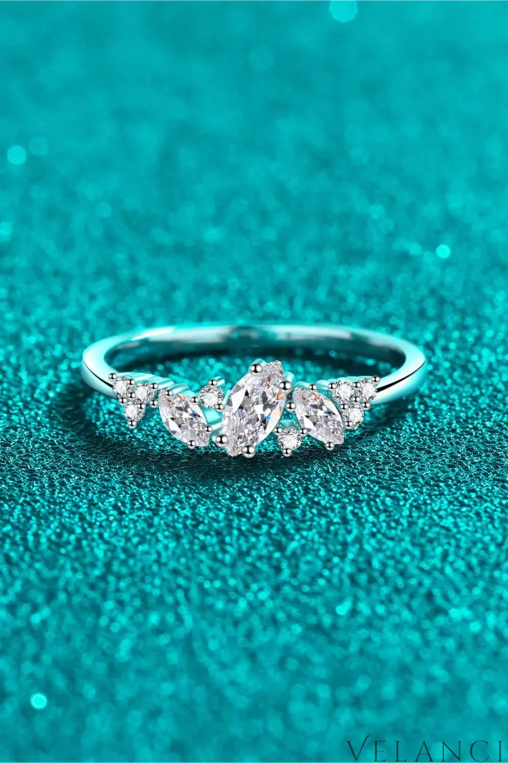 Moissanite Ring Alessia - Rhodium Plated Sparkle Shine Women's Ring Velanci