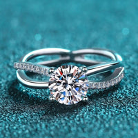1 Carat Moissanite Ring Giulia - Crisscross Split Shank Women's Ring Velanci