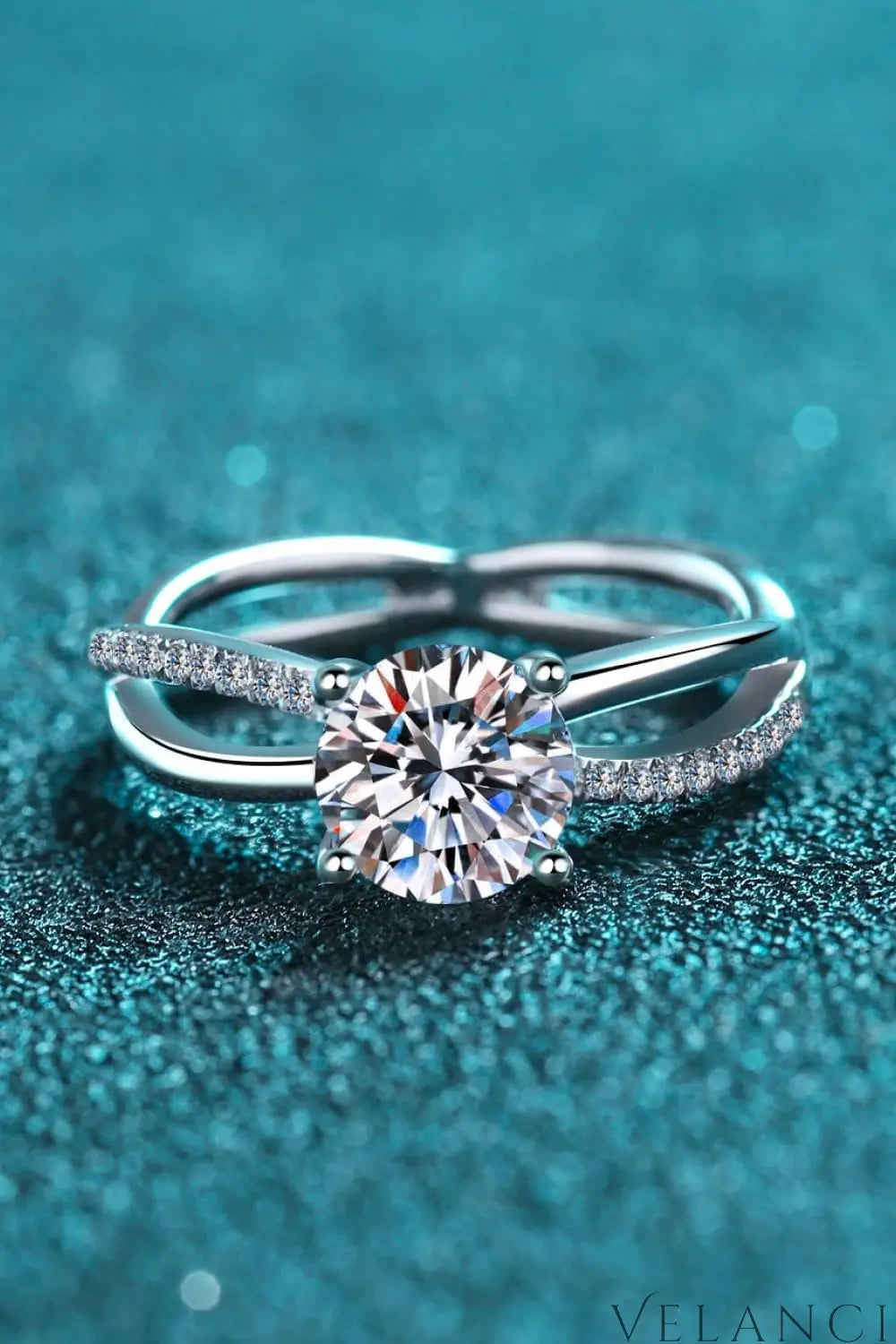 1 Carat Moissanite Ring Giulia - Crisscross Split Shank Women's Ring Velanci