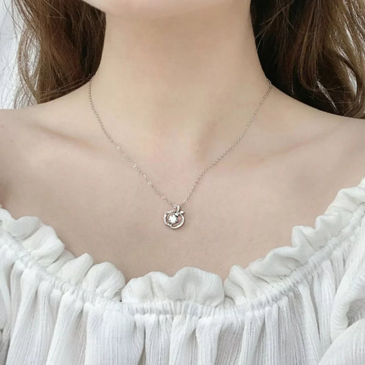 Moissanite Apple Pendant Necklace - Sterling Silver 0.5ct Velanci