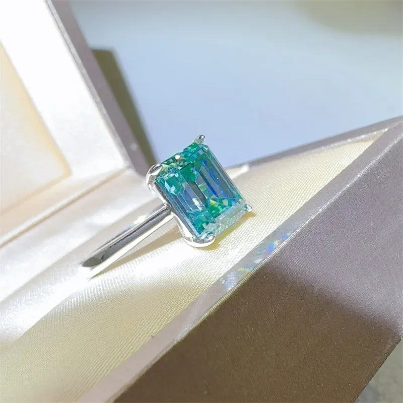 Ring Giulia - 2 Carat Sterling Silver Rectangle Moissanite Women's Ring Velanci