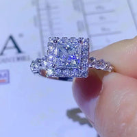 Ring Giulia - 1 Carat Moissanite Square Sterling Silver Women's Ring Velanci