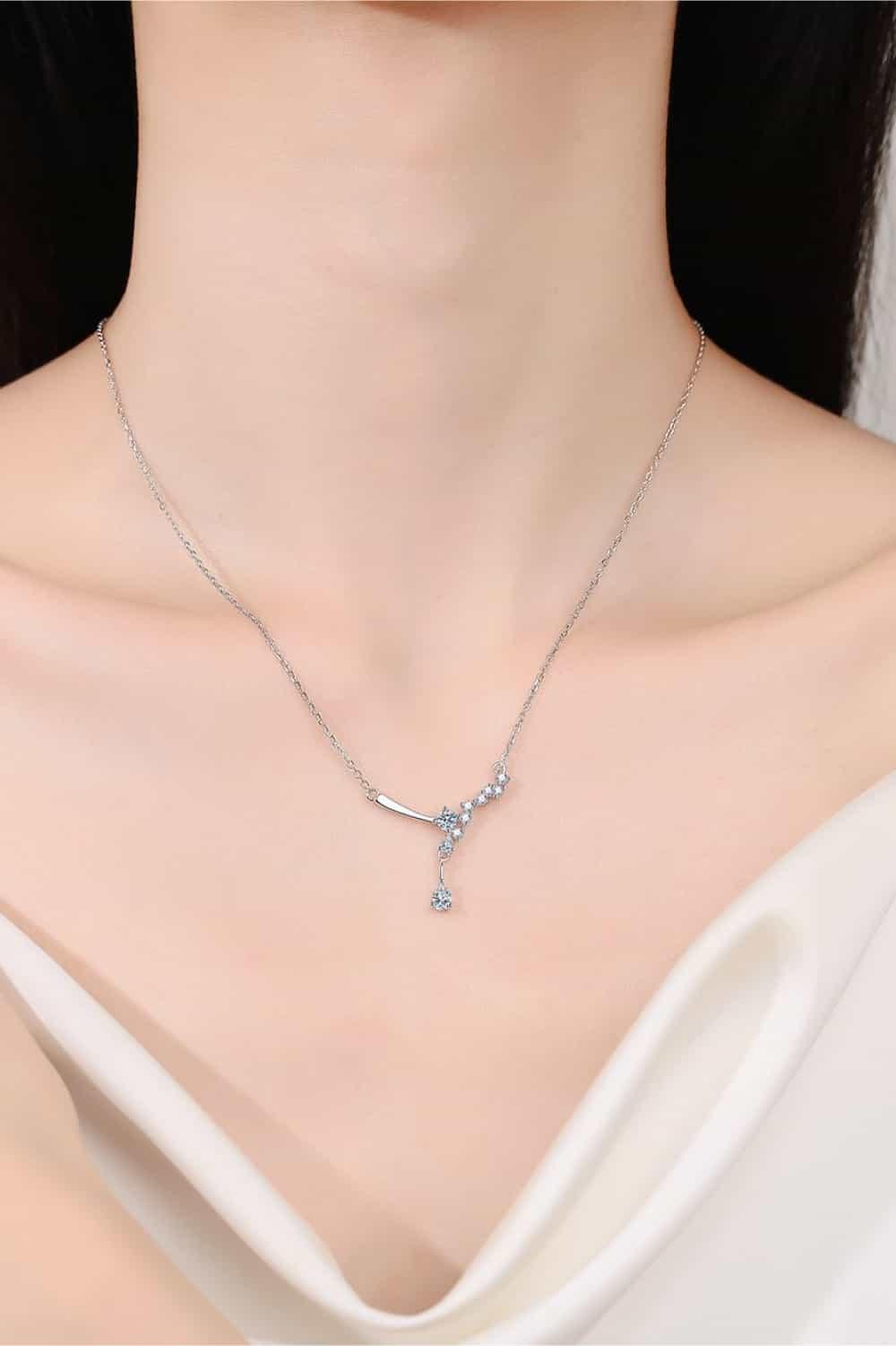 1 Carat Moissanite Necklace - Rhodium-Plated Sterling Silver Velanci