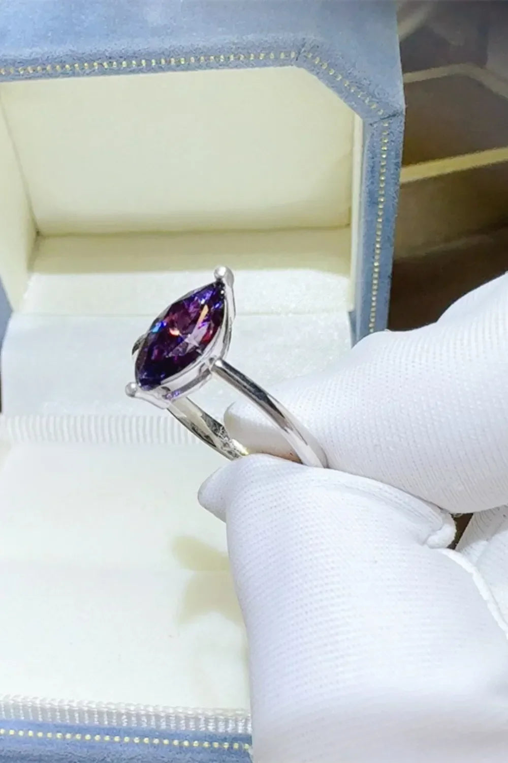 Ring Isabella - 2-Carat Moissanite, Platinum-Plated Silver Women's Ring Velanci