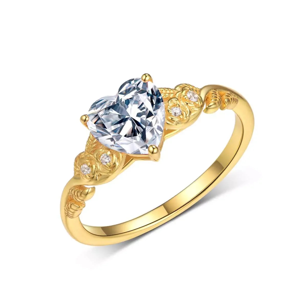 Ring Elena - 1.5ct Moissanite Heart Sterling Silver Women's Ring Velanci